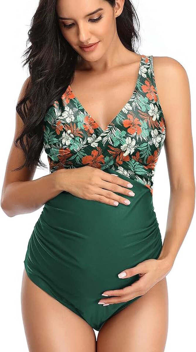 Maternity One Piece Zwempak Voorkant Kruis Zwangerschapszwempak Badpak Maternity Bikini