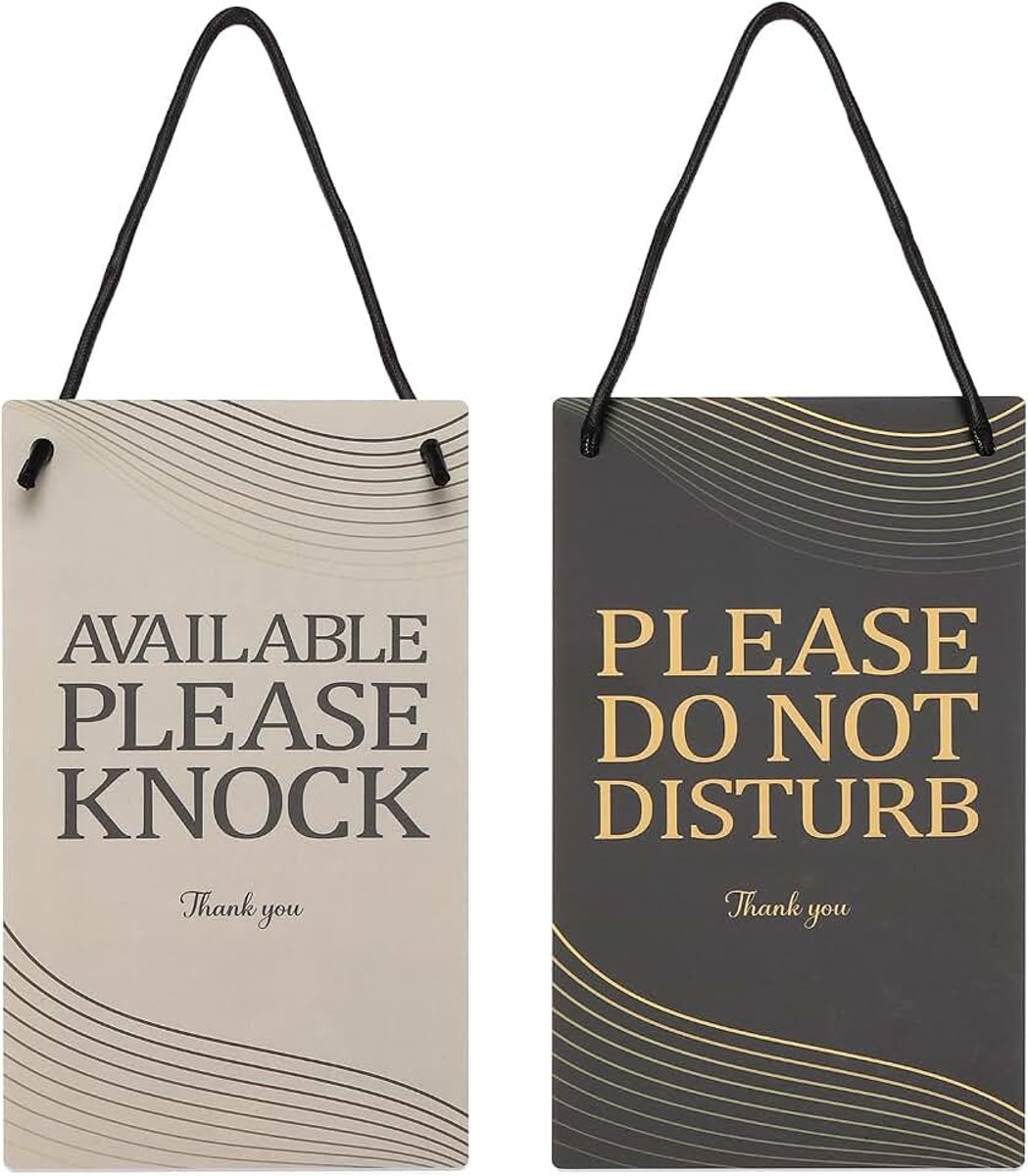 Please Do Not Disturb Deurbord, PVC Dubbelzijdig Beschikbaar Klop Deurbord Decor voor Kantoor, Vergadering, Sessie, Thuis, Opname, Zwart Geel, 25,4 cm x 12,7 cm