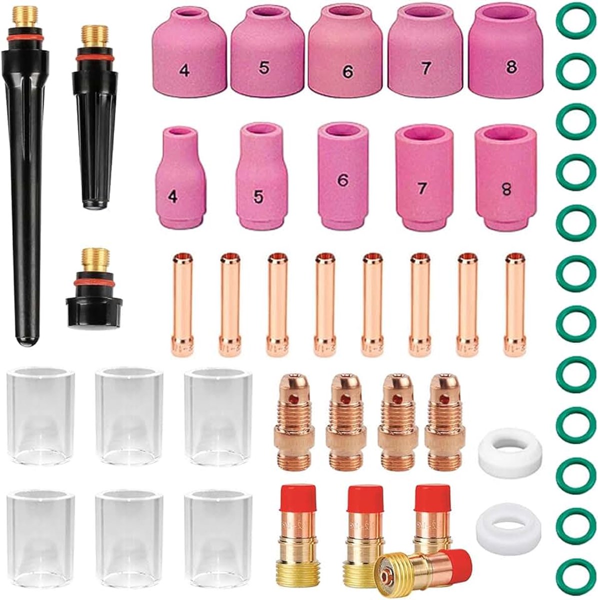49-delig lasgereedschapset voor WIG-lasapparaat WP-9/26/17/18/26, lasapparaten lasgereedschap, WIG-toebehoren slangenpakket, WIG-brander