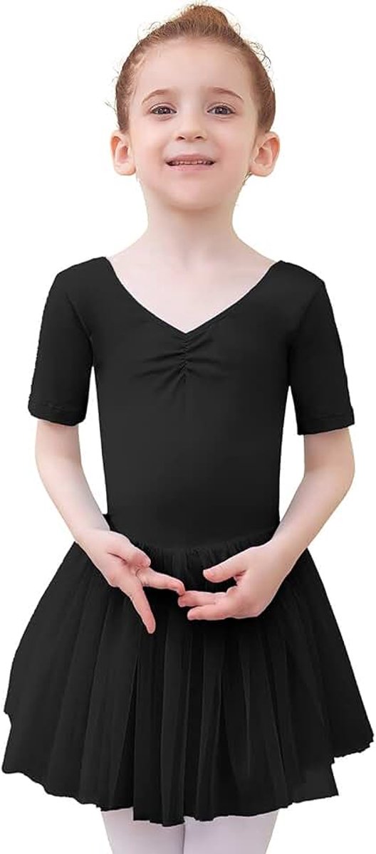Ballet Jurk Kids balletjurk, balletshirt, Kinderen V-hals Kort/lange mouw Korte Mouw Gymnastiek Dancewear Kostuum met tutu Rok