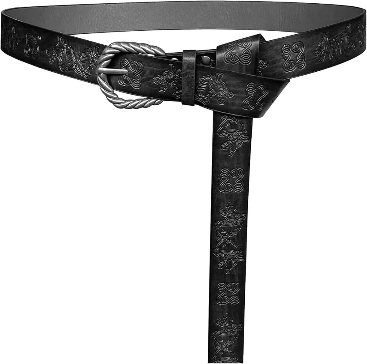 Viking Fenrir Reliëf Faux Lederen Gesp Riem, Middeleeuwse Ridderriem