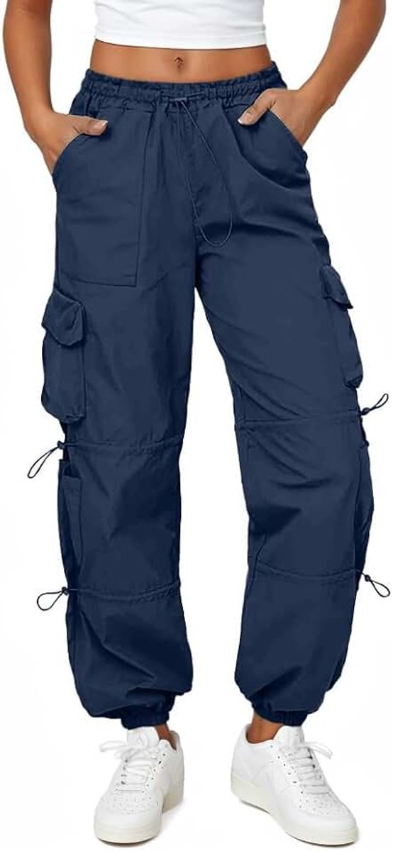 Cargobroek voor dames, lichte trekkingbroek met zak, wandelbroek, sneldrogend, waterdicht, verstelbare riem, outdoor broek, sportieve joggingbroek