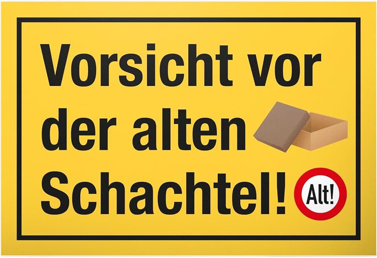 Vorsicht Oude doos, kunststof bord - cadeau ronde verjaardag, cadeau-idee verjaardagsdecoratie / feestdecoratie / feestaccessoires / verjaardagskaart