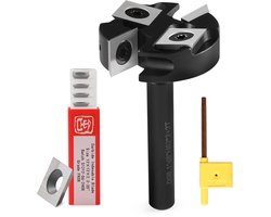 HOZLY Face Milling Cutter for Router Wood Cutting Diameter 38.1 mm / Shank Diameter 8 mm Face Milling / Grooving Milling / Edge Milling, with 10 Interchangeable Carbide Blades, 2 + 2 Flutes Flattening