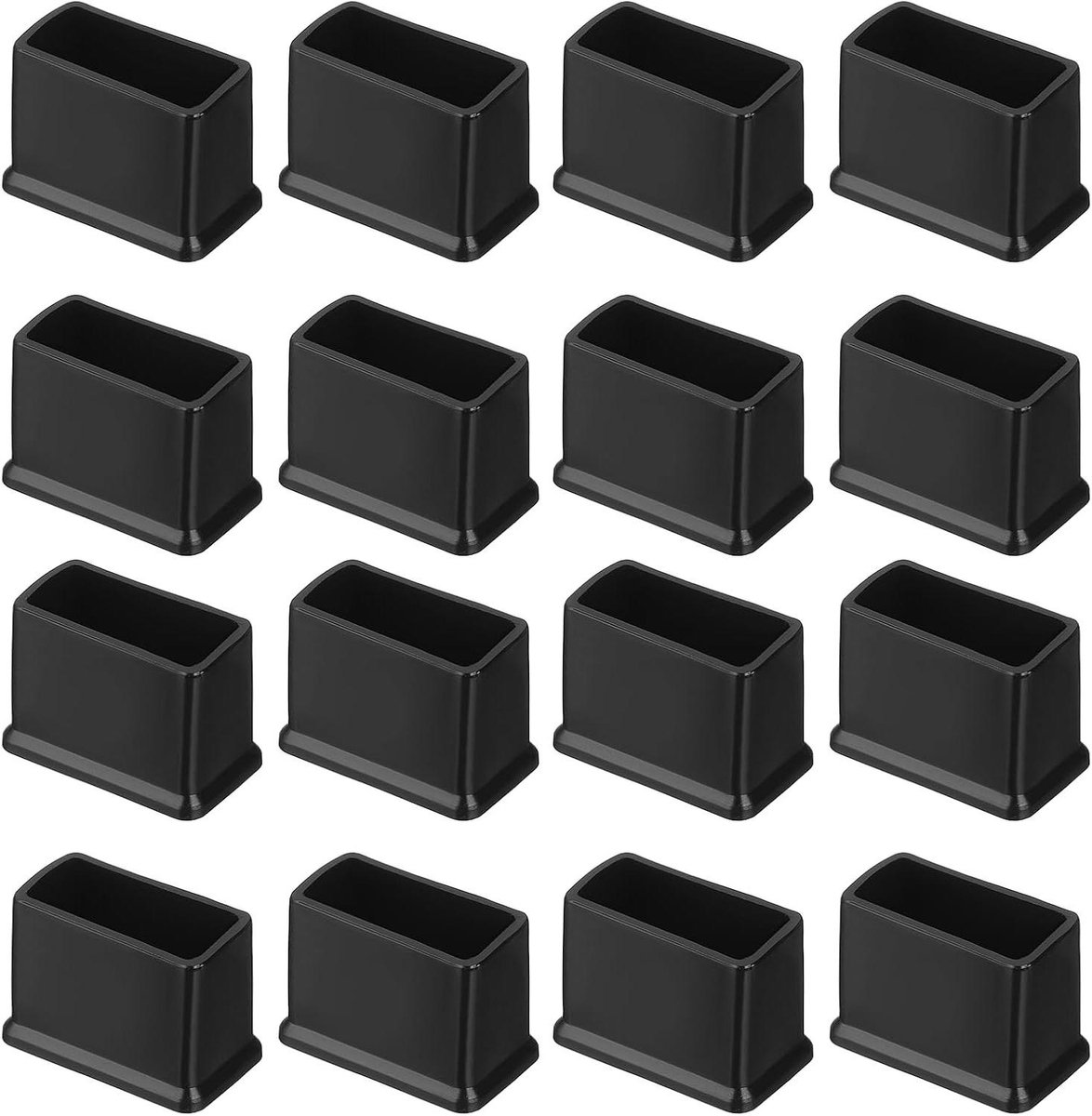 Vierkante Stoelpootdoppen - Meubelpoten Pads - Vloer Beschermen - Zacht PVC Materiaal - 30 x 15 mm - Zwart