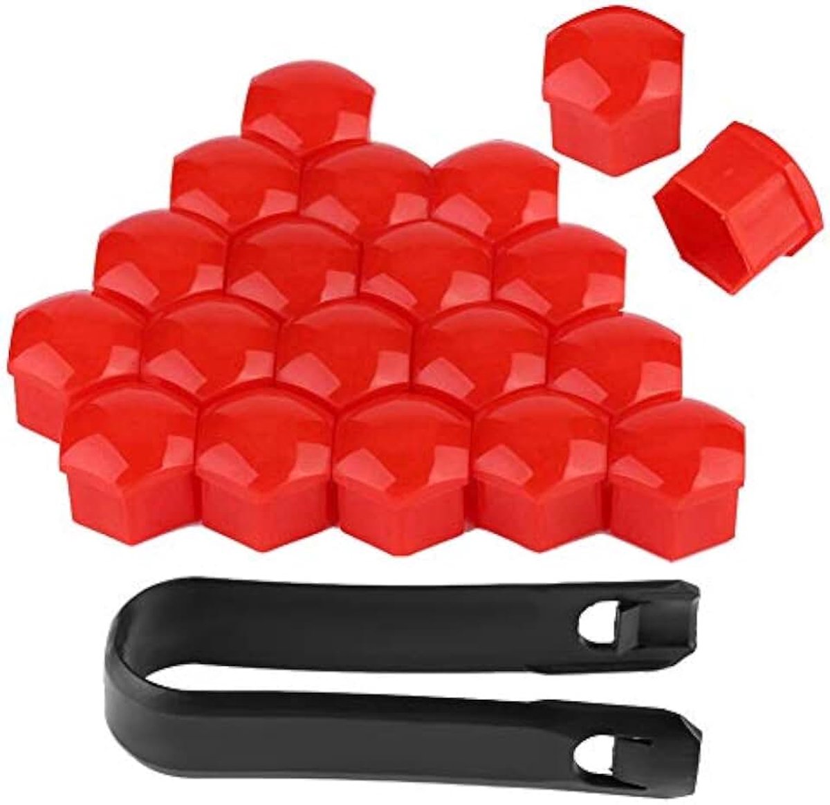 Autowiel Moer Bescherming, 20st 19mm Autowiel Moerkappen Auto Hub Schroefdeksel Bout Velgen Buitenbescherming(rood)