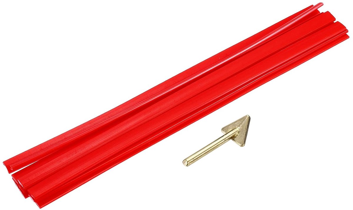 10 stuks rode kunststof lastaven, 9,5 mm x 250 mm, plat, PE-lasstrips, met gladmakende gereedschappen voor de reparatie van watertanks, vorkheftruck (1,1 x 25,4 cm)
