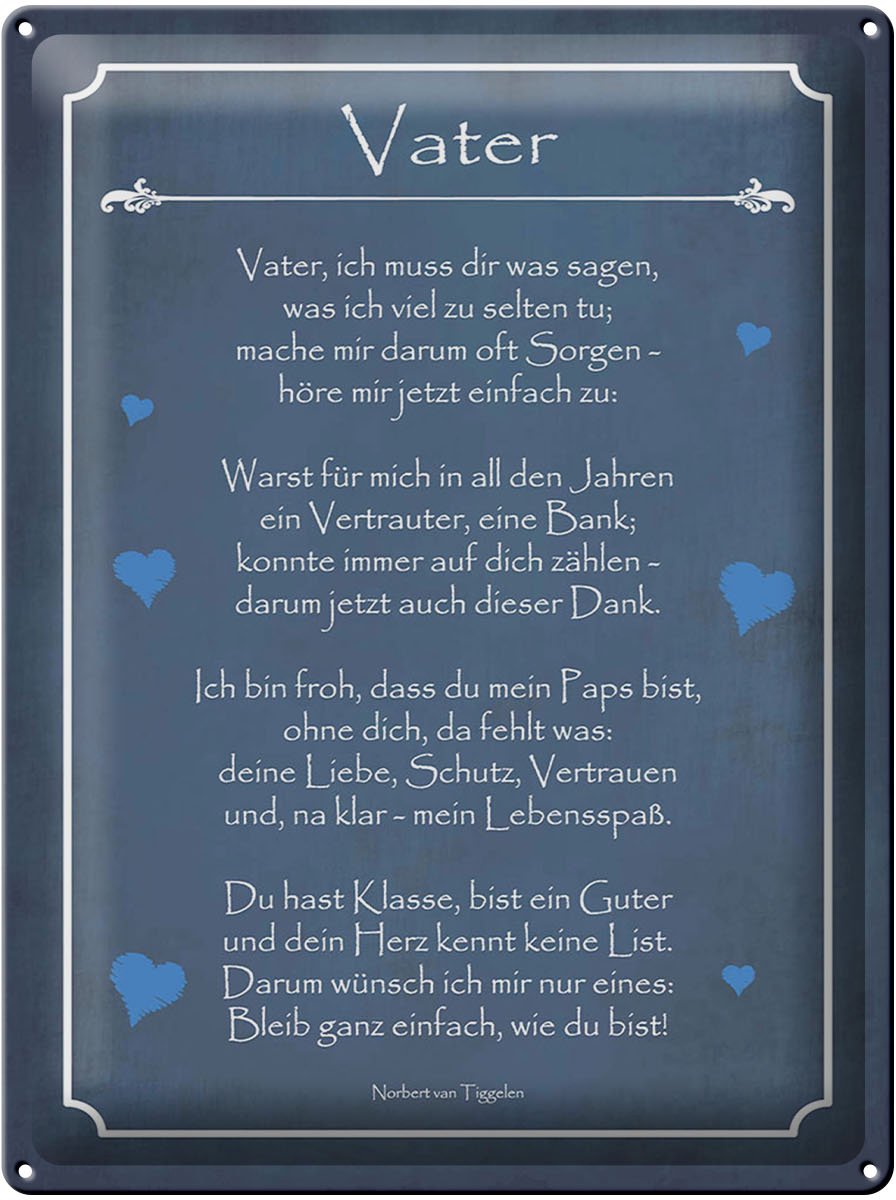 Blechschild Spruch 30x40 cm Vater Deko Schild