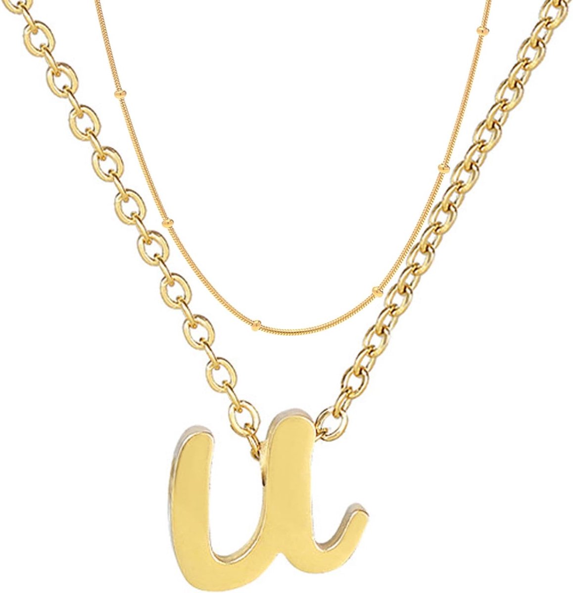 initiaal kettingen voor vrouwen trendy, gelaagde ketting 18K vergulde letter A-Z hanger ketting choker roestvrij staal kleine letter naam ketting gepersonaliseerde sieraden cadeau voor
