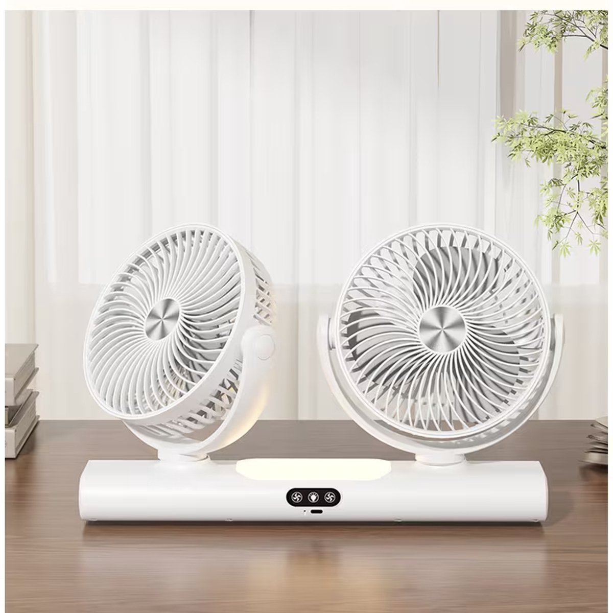 casalora – Circulatieventilator met dubbele kop – Staand/Wandmontage/Ophangbaar – Onafhankelijke bediening voor beide koppen – 3 windsnelheden – Geschikt voor studentenkamers, keukens, studeerkamers en badkamers