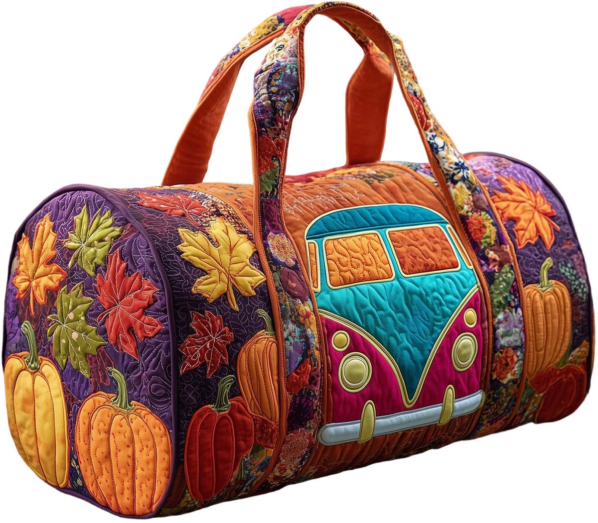 Textielen tas, retro bloemenprint in 3D-stijl, boho-stijl voor reizen en sport, meerkleurig, groot (18 x 9 x 9 inch)，37 modellen