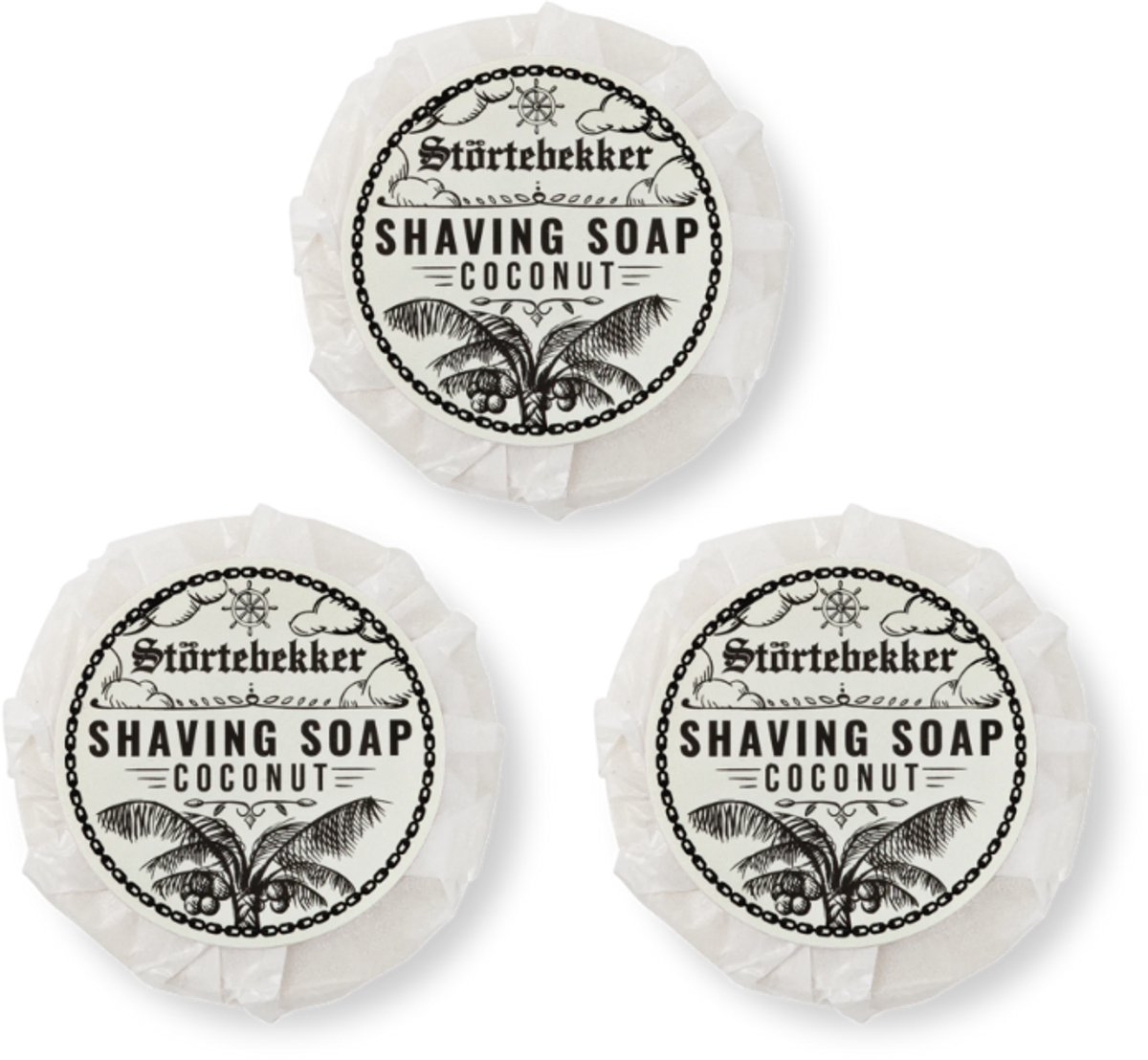 Störtebekker® Premium Scheerzeep 70 g (Kokos) - Handgemaakte zeep voor een rijk schuim - Perfect voor het scheren met een scheermes - Veganistische scheerzeep voor dames en heren - Shaving Soap Coconut