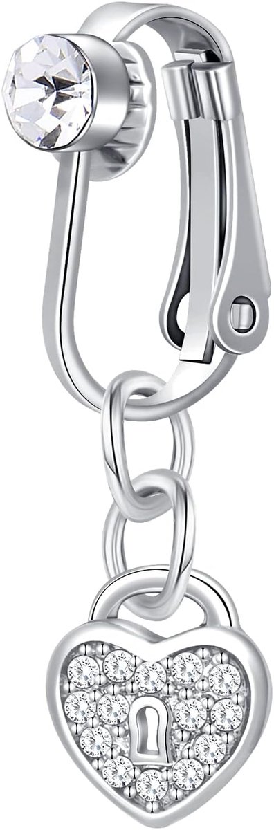 2-3 stuks nepnavelringen, clip-on navelpiercing chirurgisch staal, nepbuikstaafjes met hart, vlinder, CZ bengelen nepnavelringen, niet-doorboorde piercingsieraden