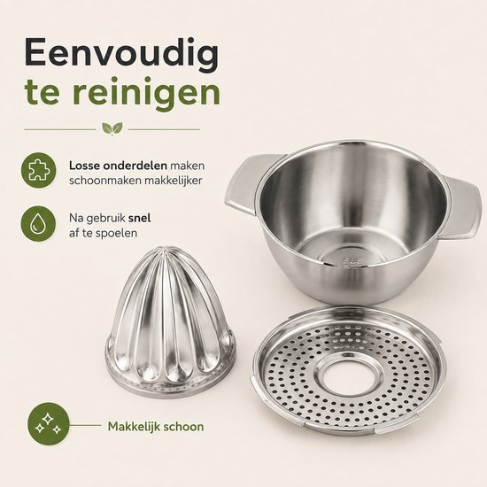 My Green Deal - Sinaasappelpers RVS - Handmatige Citruspers - Fruitpers voor Sinaasappels en Citroen - Juicer van 304 RVS van My Green Deal — afbeelding 3