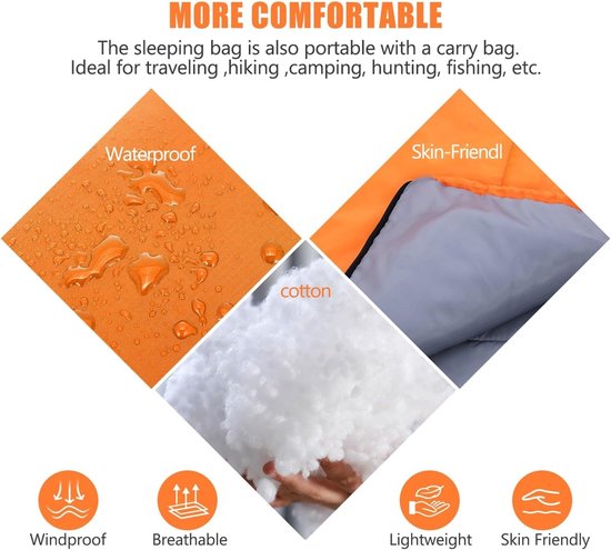 Slaapzak 4-seizoenen - Kampeerslaapzak Warm - Buitenavontuur Kamperen - Waterafstotend Polyester - 1300g - Blauw Grijs — afbeelding 4