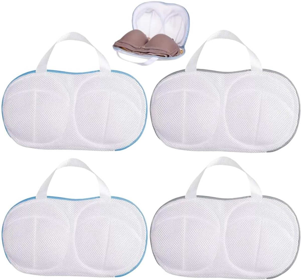 Set van 4 wasnetten voor beha's, grote waszakken met hangend handvat, ademend mesh en versterkte naden voor wasmachine en droger