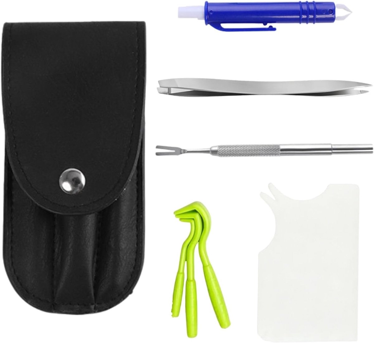 Tekentang, 7-in-1 set met etui, tekentang mens, tekentangset voor huisdieren, tekenhaken, tekenpincet voor hond, kat en mens