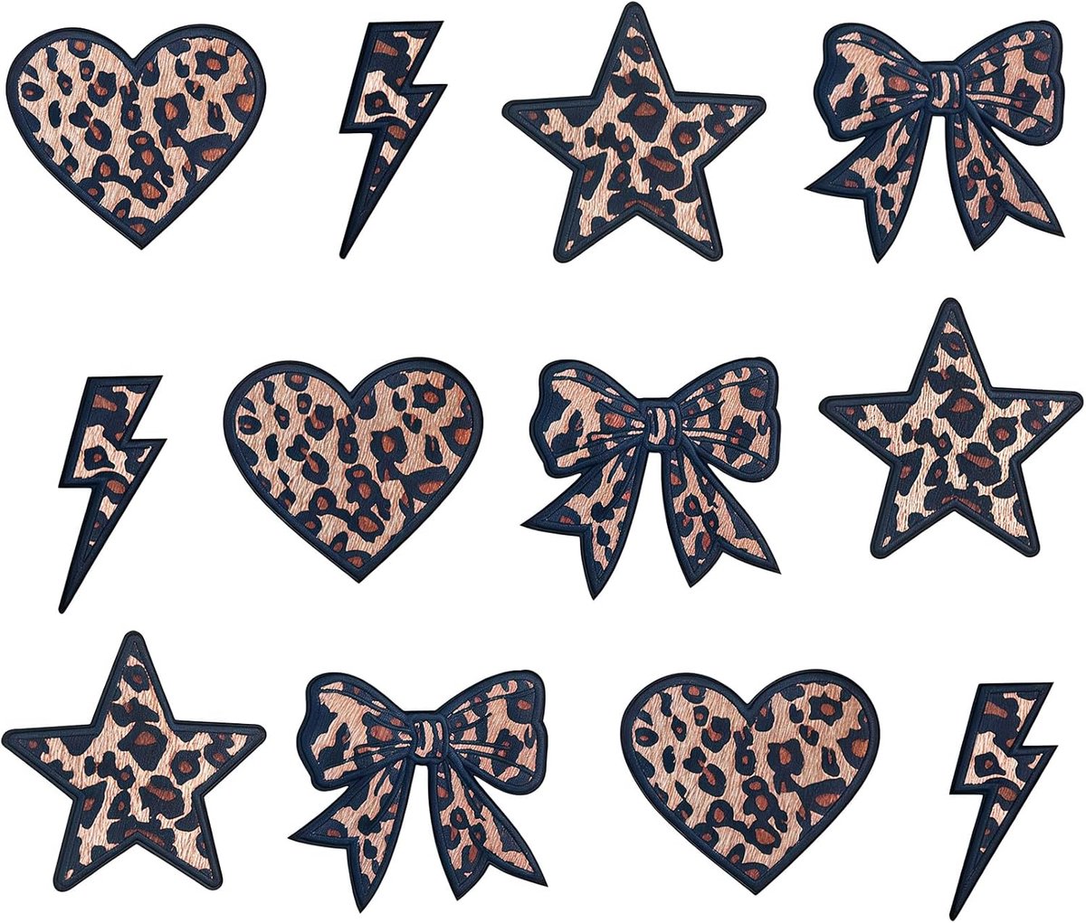 12 stuks strijkpleisters, patches met luipaardprint, opstrijkbare applicaties voor kleding, jeans, jassen voor beginners, modefans, doe-het-zelvers voor DIY, hoed (bruin)