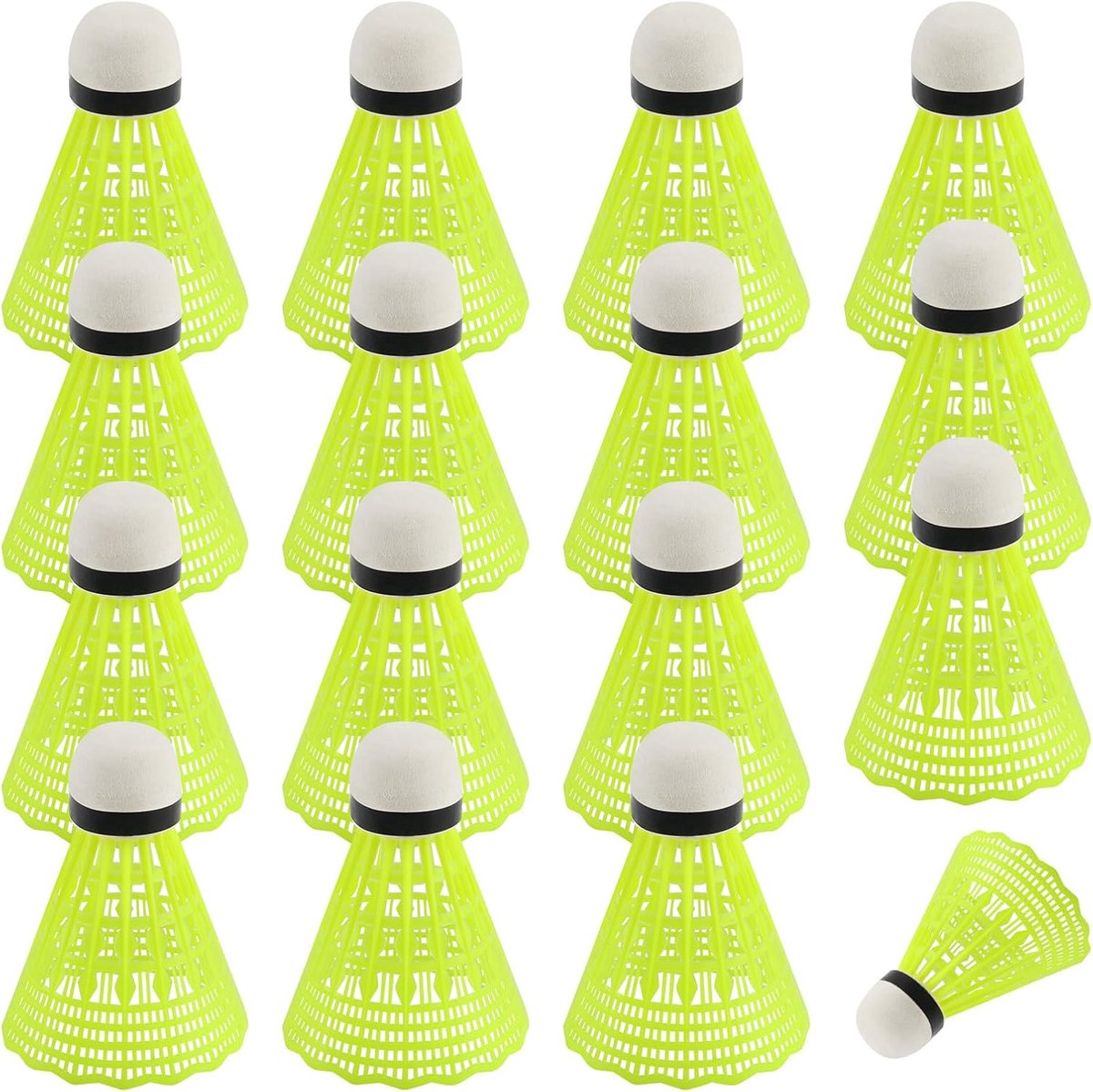 18 stuks gele badmintonballen van nylon, stabiel en duurzaam, badmintonballen voor binnen en buiten, training en wedstrijden