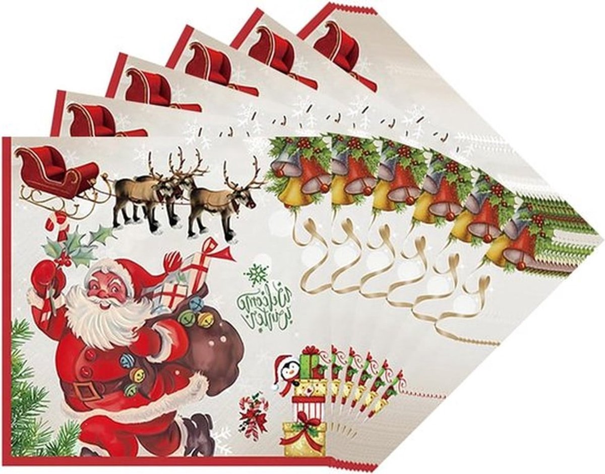Papieren Kerst Servetten - 165 cm - 40 Stuks - Kerstman