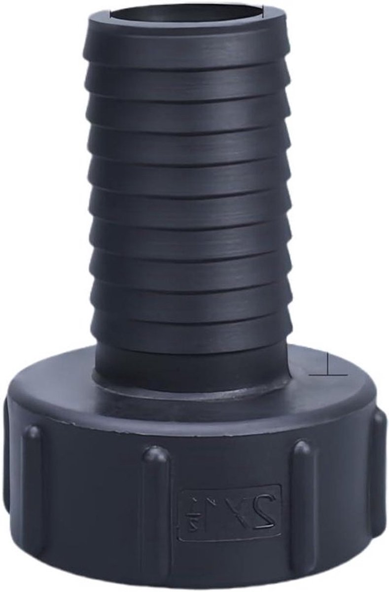 Tuinslangadapter - Schroefdraadaansluiting - 60mm - IBC - Watertank - 1000L - Geschikt voor tuinslangen - Zwart.
