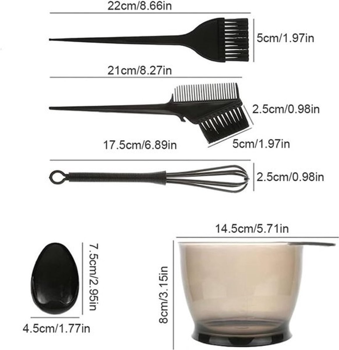 5-delige Set Haarverf Accessoires - Verfklem, Mengschaal en Kwasten voor Thuis & Salon