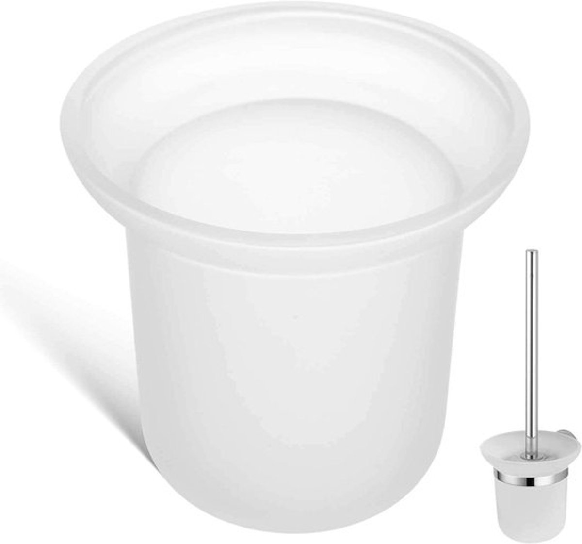 Matte Toiletborstelhouder met Wandbevestiging - Stijlvolle Badkameropslag voor Glazen Schrobkom
