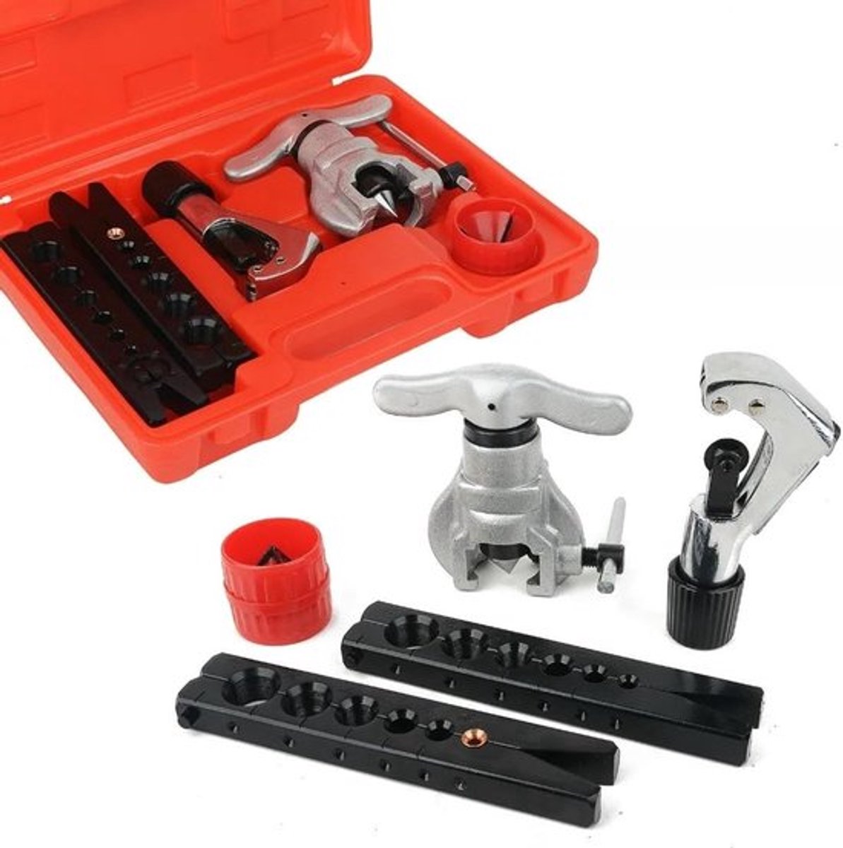 Eccentrische conus flare reparatieset voor koperen en aluminium buizen - Assortiment met flens en kit voor buisreparatie (5-35mm)