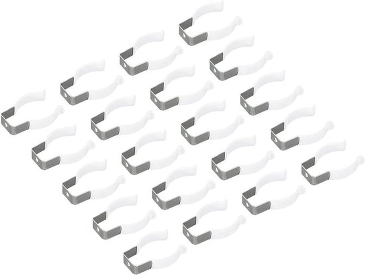 LED Gloeilamp Montage Beugel - Pijpklemmen - RVS - Fluorescerende Buis Houder - Montagebeugel - Veerhouder - T10 U Clips Houder Beugel voor LED - Wit - Pack van 20.