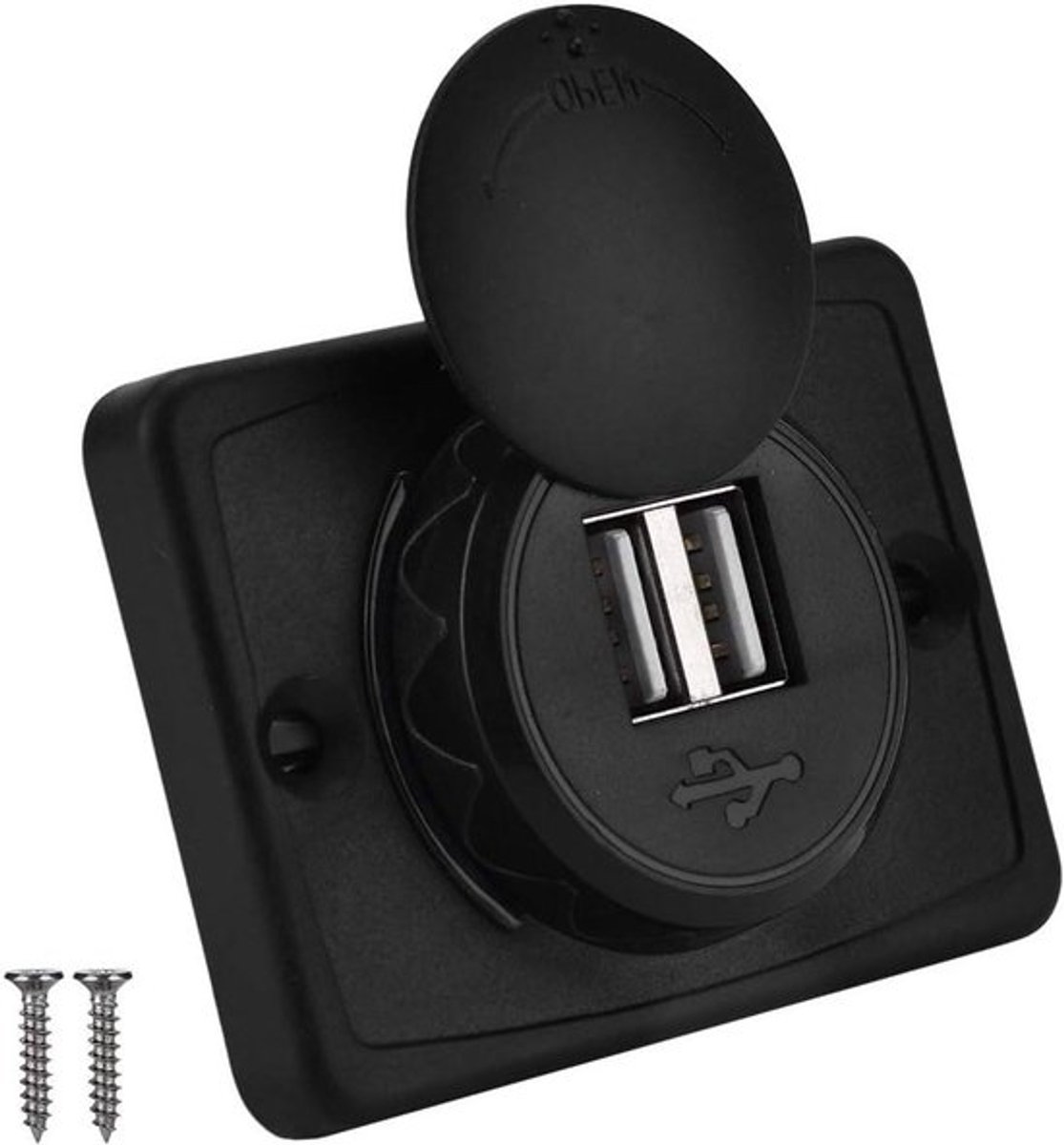 Auto-usb-oplader - Waterdicht - Dubbele poort - 3,1 A - Stopcontact - Led - Geschikt voor 12V - Auto-onderdelen - Zwarte-uitvoering met dubbele usb-poort.