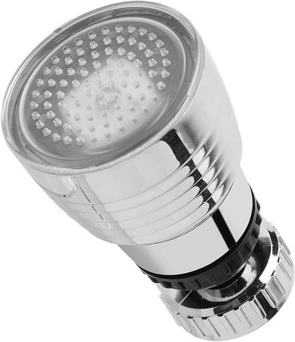 Aanrecht Kraan Sproeikop - Led Verlichte - 360 ° Draaibare - 3 Kleuren Temperatuur Gecontroleerde Led Licht - Sink Beluchter - Sproeier - Geschikt voor Keukenkranen - Chroom