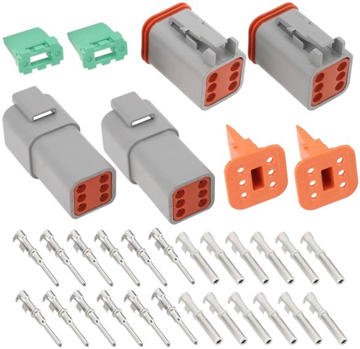 Waterdichte Elektrische Connector Kit - 6-pinnen - Deutsch-serie - Auto-stekker - Verzegeld - DT04-6P - DT06-6S - Geschikt voor DT-serie - Compatibel met 2-set - Zwart