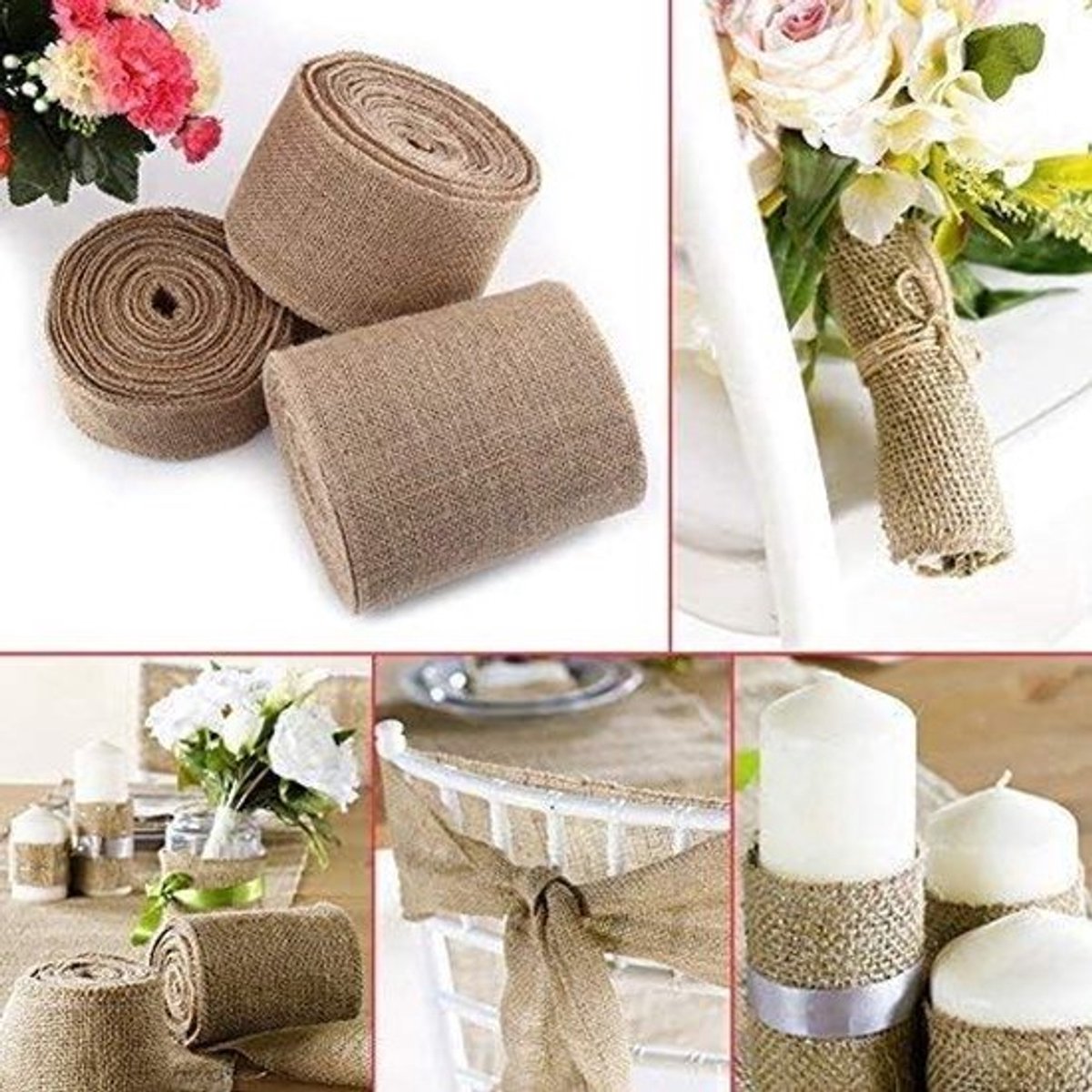 15cm Jute Lint Stof Rol - DIY Ambachten en Bruiloft Decoratie - Vintage Tafelloper