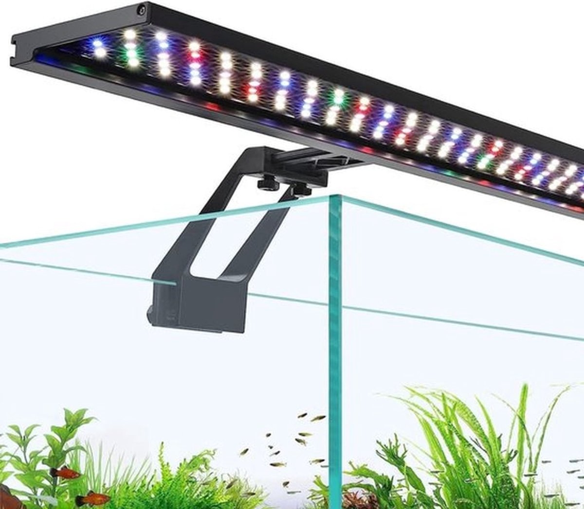 Klip-on LED Aquarium Plantenlamp 18W met Volledig Spectrum en 9 Kleuren, Verstelbare Timer voor Tanks van 48-63 cm