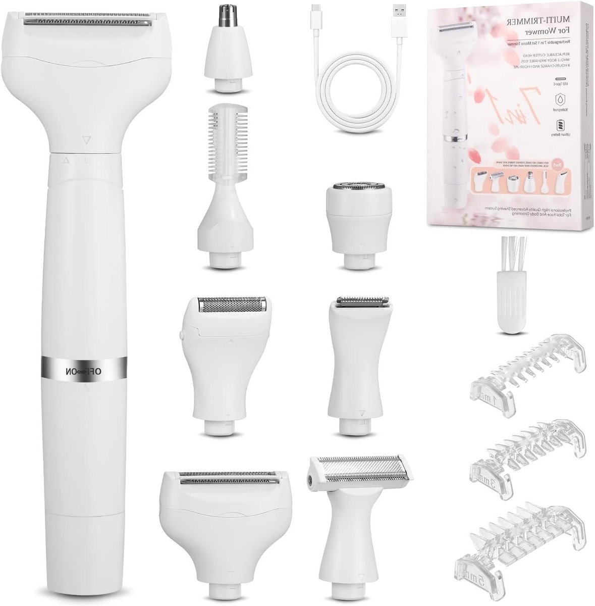 Scheerapparaat Vrouwen - Bikini Trimmer - Huidverzorging - Met Opzetkam - USB Opladen - Wit