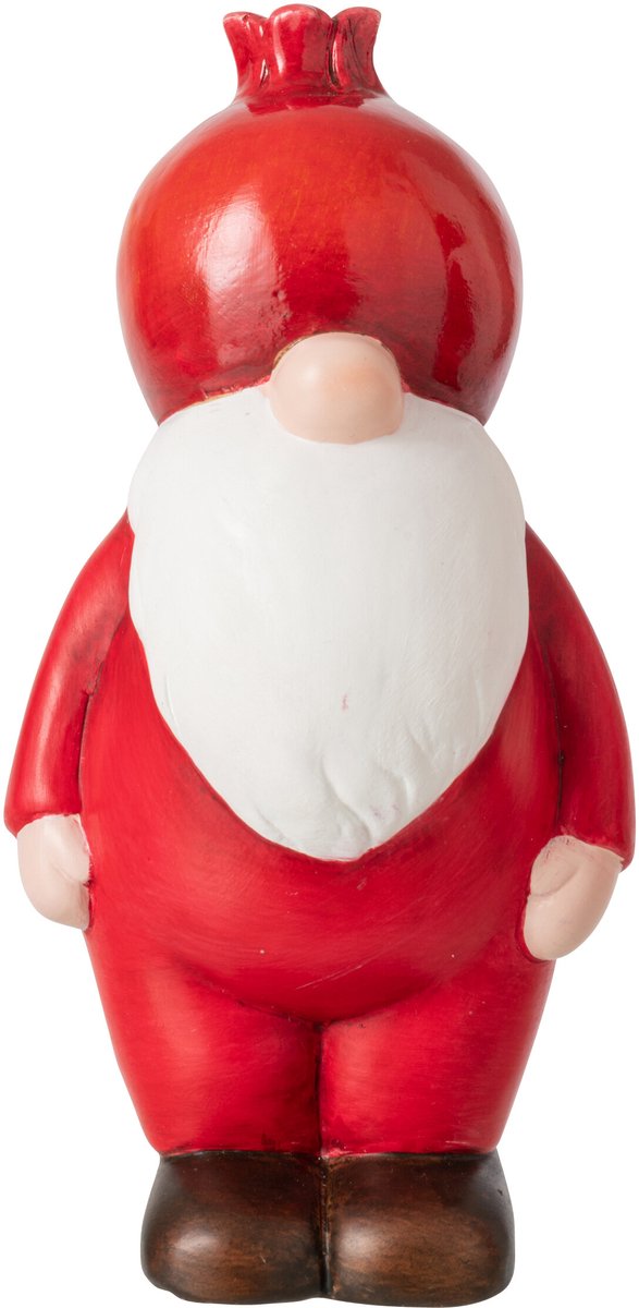 J-Line decoratie Kerstman Granaatappel - keramiek - kerstrood/wit - medium