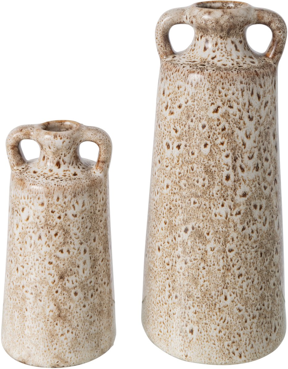 J-Line vaas 2 Handvatten - porselein - taupe - 2 stuks