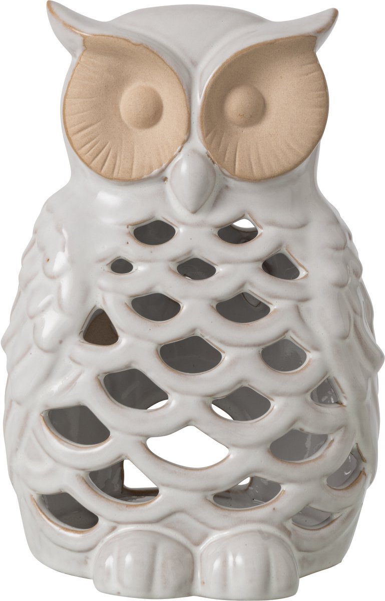 J-Line decoratie Uil - porselein - wit - large