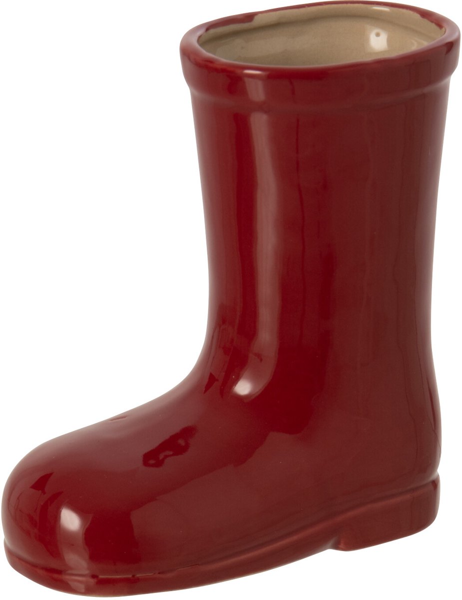 J-Line decoratie Laars - porselein - donkerrood - small