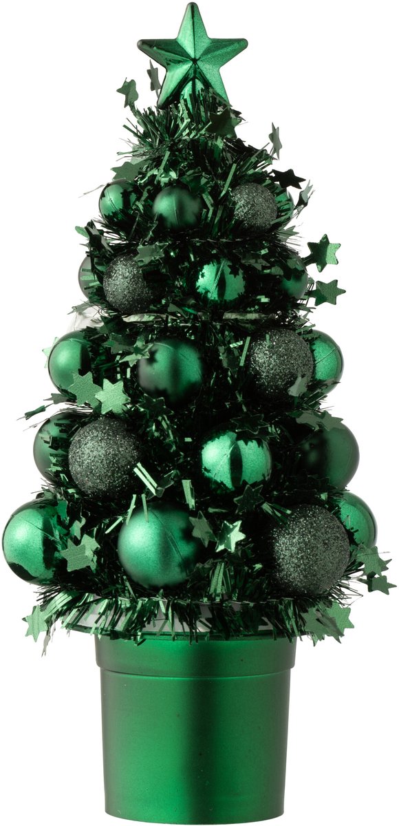 J-Line decoratie kerstboom Kerstballen - polystyreen - donkergroen - 2 stuks