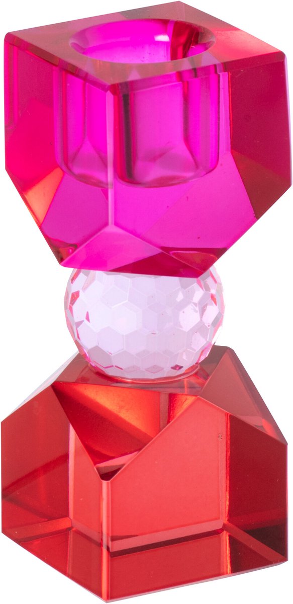 J-Line kandelaar - glas - kerstrood/fuchsia - extra small