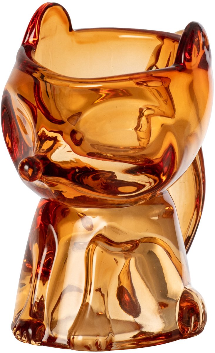 J-Line Eierdop vos - glas - bruin - set van 2