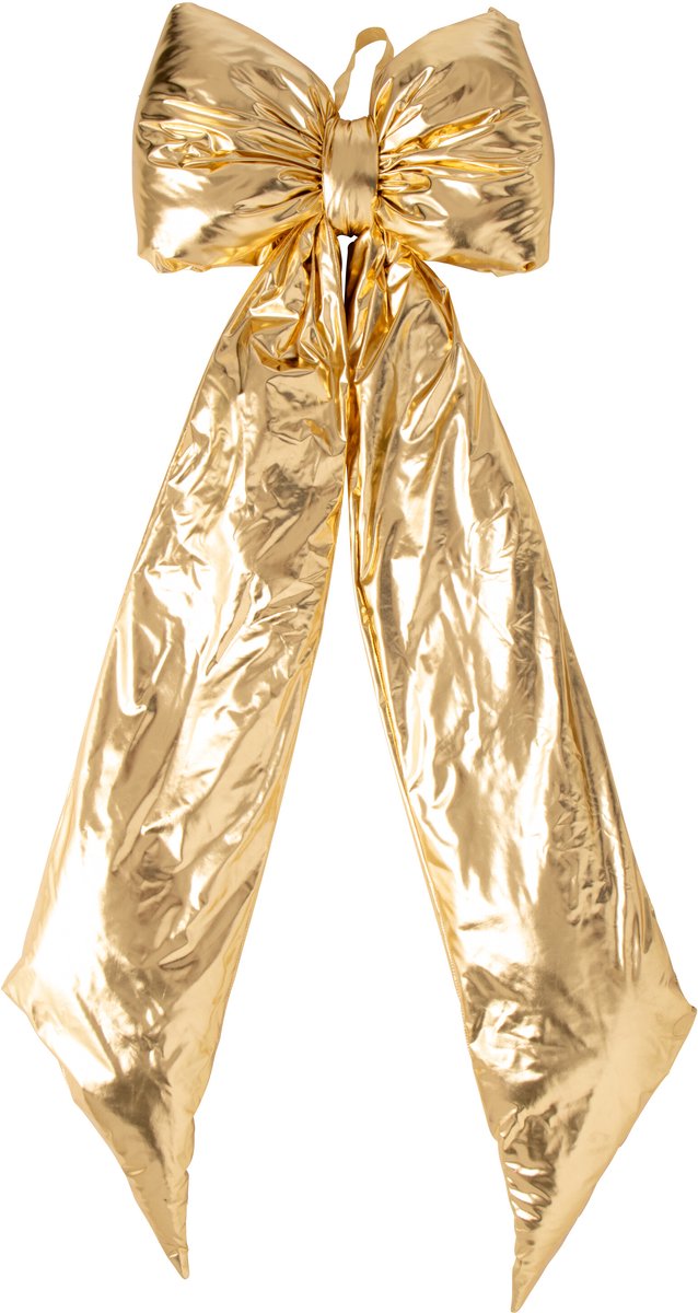 J-Line Hangende glanzende strik - stof - goud - extra large