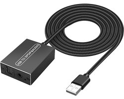 USB naar optische SPDIF Toslink 3,5 mm jack audio adapter converter voor tv, PS5, PS4, pc, laptop, smartphone naar Sound Box versterker -1,2 m