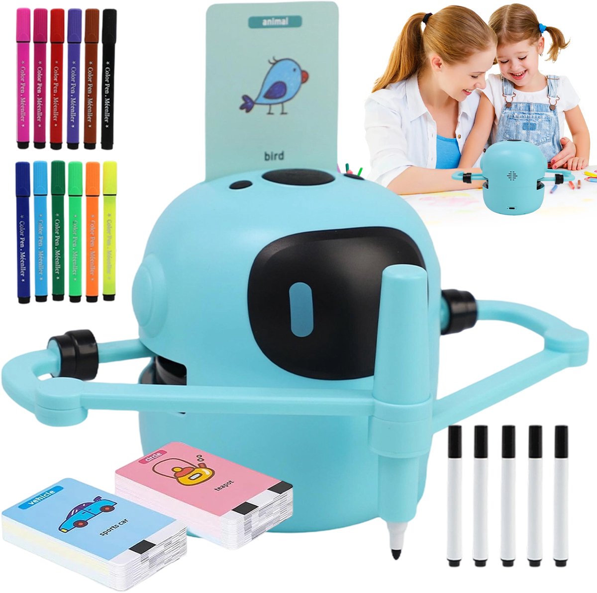 Automatische Tekenrobot Kinderen - 150 Sjablonen & 3 Modi - 1500mAh Oplaadbaar & ABS Veilig - Incl. 17 Pennen & Tekenbord - Educatief Speelgoed - Voor Ouder-kind & Cadeau