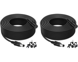 12 Volt Verlengkabel 10 Meter voor Deco, CCTV-Bewakingscamera, DVR, Govee LED-Stripverlichting, Router, TV-Box, 12 Volt Netvoeding, 2,1 mm x 5,5 mm Steker naar Aansluiting - 2-Pack