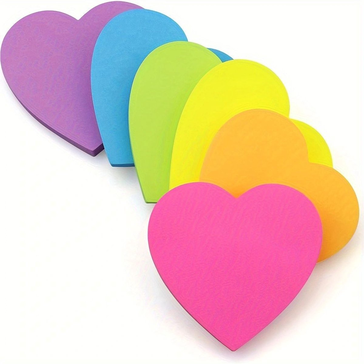 Hartvormige Kleefnotities - 30 Vellen - 6 Heldere Kleuren - Zelfklevend Memobloc - Geschikt voor Kantoor, School en Thuis - Vrolijke Hartstickers - Creatief en Praktisch - 7×7cm