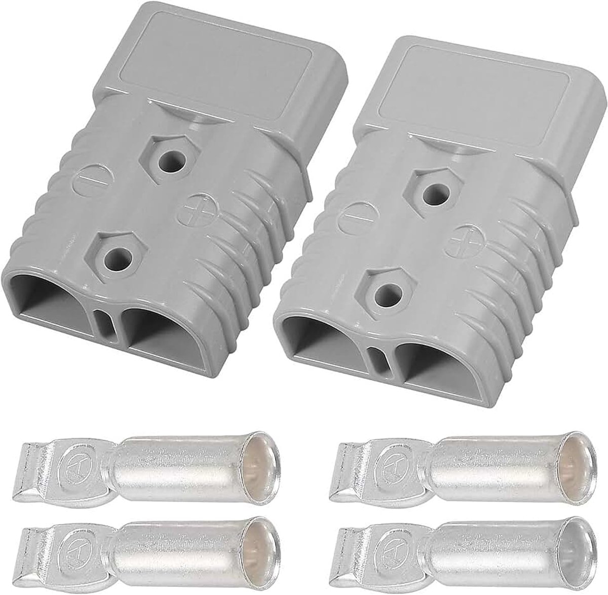 2 stuks batterijaansluiting voor Anderson-stekker, accustekker voor Anderson-stekker 175 A, hoogstroomconnector, gecertificeerde stekker voor auto, camper, caravan (grijs)