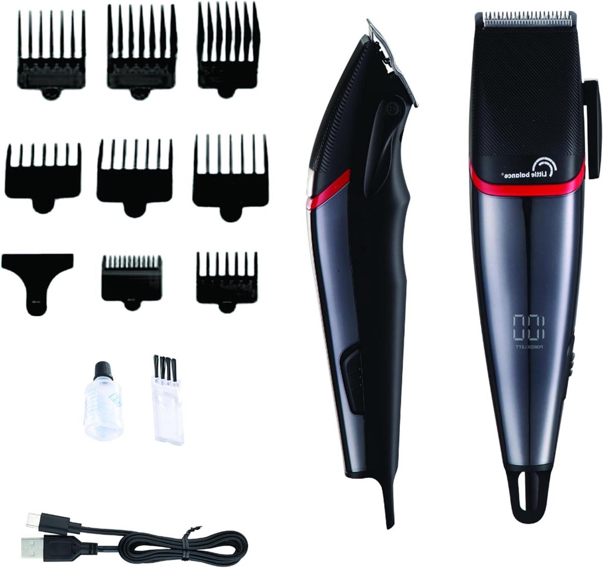 Herentrimmer - Haartrimmer - Thuis Knippen - 2.5 Uur Werktijd - 8 Opzetkammen - Zwart