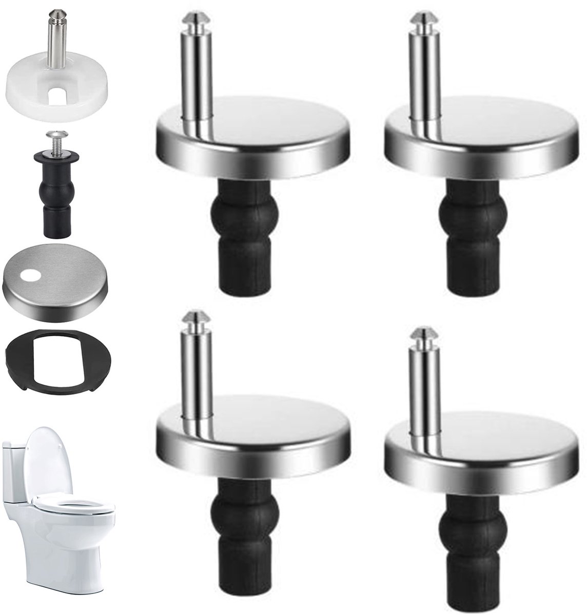 MIVRAY WC-bril Bevestiging - Universele WC-bril Schroeven en Dübel - Toiletbril Scharnier Onderdelen - Zilver